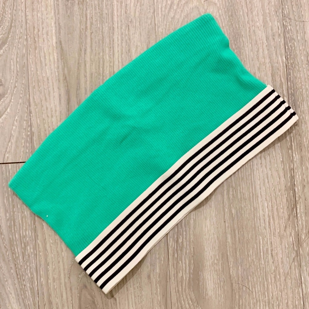 Forever 21 teal ribbed tube top with striped band